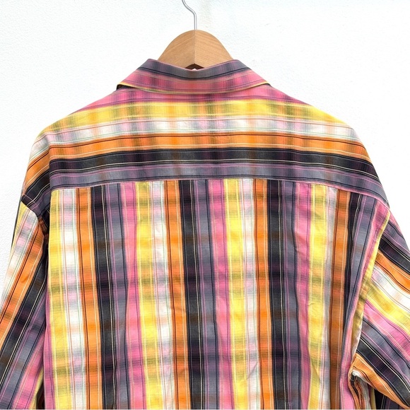 Bugatchi Uomo Men's Embroidered Flip Cuff Colorful Plaid Button Up Shirt XL - Picture 6 of 15